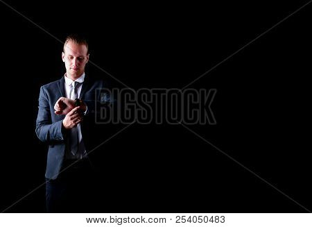 Concept Business People. Businessman On The Background. Businessmen Look Dastardly. Businessmen Show