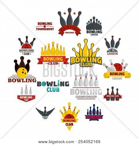 Bowling Kegling Game Icons Set. Realistic Illustration Of 16 Bowling Kegling Game Icons For Web