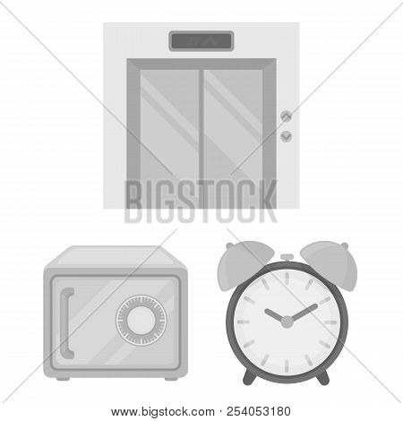 Hotel And Equipment Monochrome Icons In Set Collection For Design. Hotel And Comfort Vector Symbol S