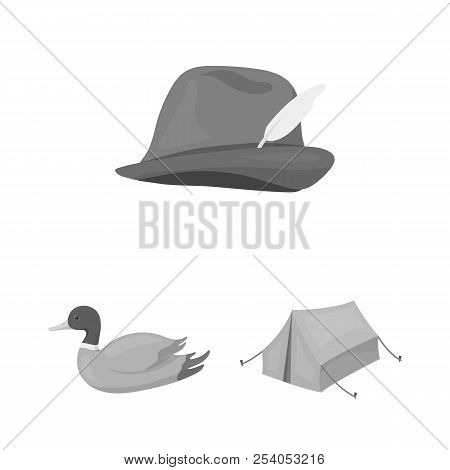 Hunting And Trophy Monochrome Icons In Set Collection For Design. Hunting And Equipment Vector Symbo