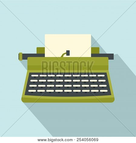 Retro Typewriter Icon. Flat Illustration Of Retro Typewriter Icon For Web Design