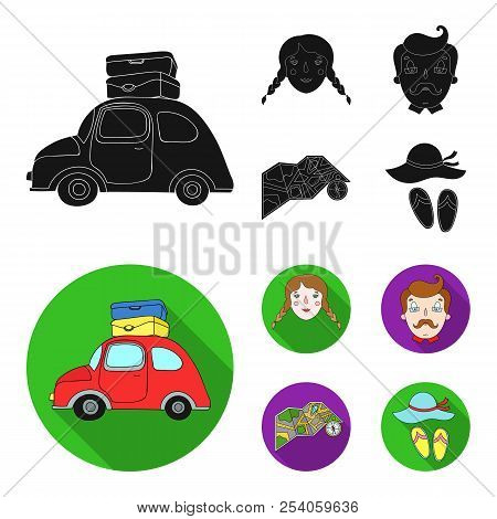 Travel, Vacation, Camping, Map .family Holiday Set Collection Icons In Black, Flat Style Vector Symb