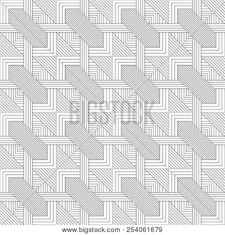 Vector Seamless Pattern With Diagonal And Vertical Black Lines.