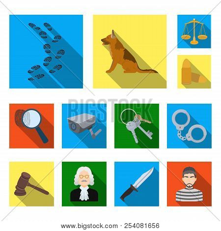 Prison And The Criminalflat Icons In Set Collection For Design.prison And Attributes Vector Symbol S