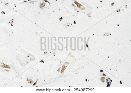 Chocolate Chip Cookie Dough Ice Cream Background Viewed From Above.