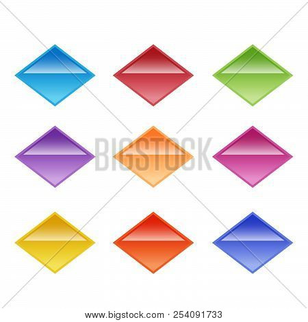 Vector Buttons Design Elements. Colorful Interface Navigation Buttons Web Icon Element. Bright Diamo