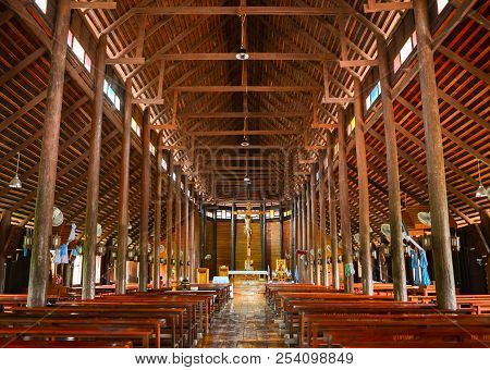 Ban Song Yae Church, The Largest Wooden Church In Thailand At Yasothon Province