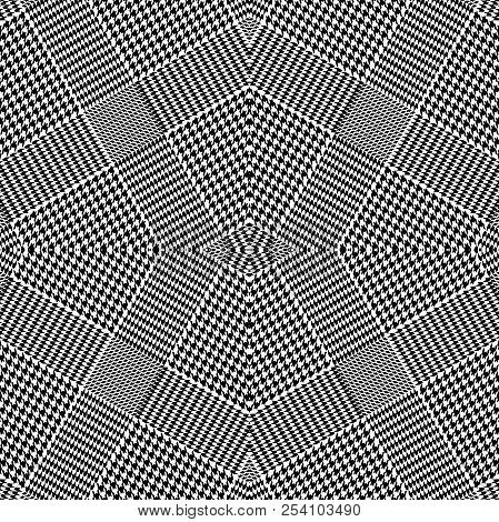Irregular Pattern With Checkers And Patches. Black, Red, White.