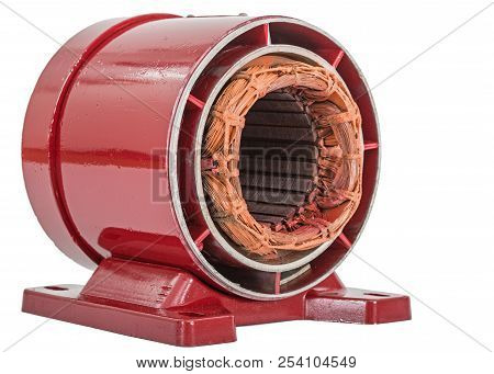 Stator Of Electric Motor, Isolated On White Background
