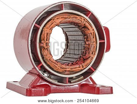 Stator Of Electric Motor, Isolated On White Background
