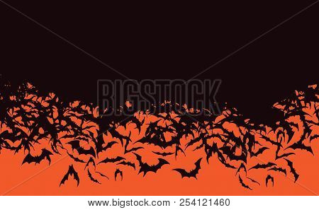 Background Of Halloween Bat Horde Flying Black Bats