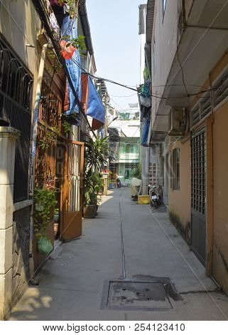 Ho Chi Minh City, Vietnam - 3rd January 2018. A Small Residential Back Street In The Tran Hung Alley