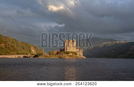 Eilean Donan Castle With Cloudy Sunset Sky  Highlands Scotland Landscape