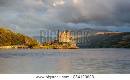 Eilean Donan Castle With Cloudy Sunset Sky  Highlands Scotland Landscape
