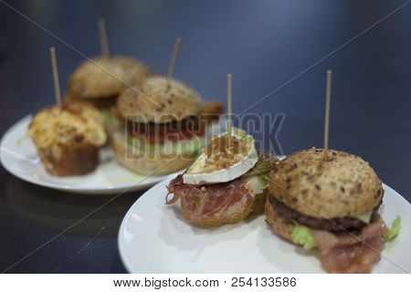 Detail Of Pintxos In Bilbao, Bizkaia, Spain