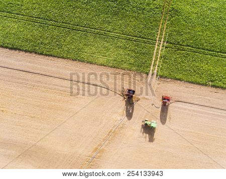 View Of Irrigation In Richarville, Essonne, France
