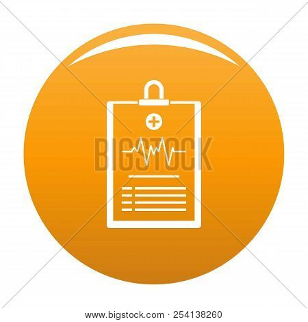 Cardiogram On Tablet Icon. Simple Illustration Of Cardiogram On Tablet Icon For Any Design Orange