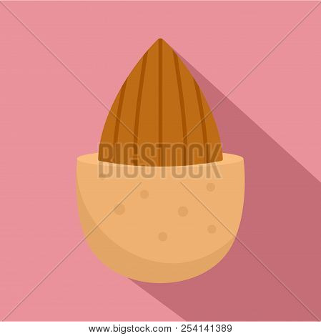 Half Shell Almond Icon. Flat Illustration Of Half Shell Almond Icon For Web Design