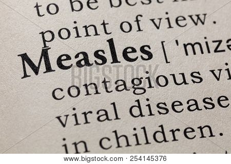 Fake Dictionary, Dictionary Definition Of The Word Measles. Including Key Descriptive Words.