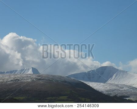 Cribyn And Pen-y-fan, Snow Covered In The Brecon Beacons