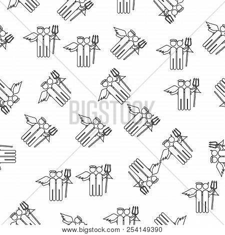 Angel And Demon Line Icon In Pattern Style. One Of Angel And Demons Collection Icon Can Be Used For 