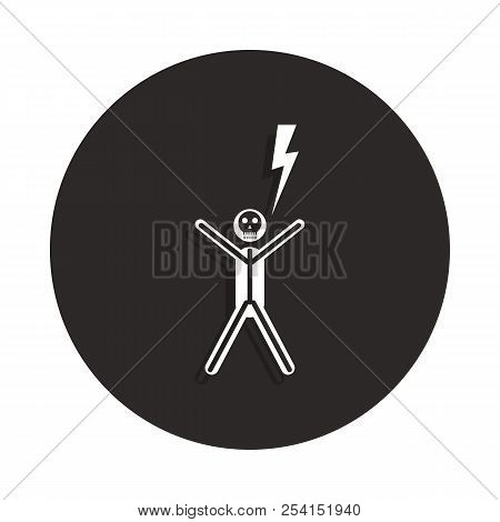 Shock Electric Icon In Badge Style. One Of Death Collection Icon Can Be Used For Ui, Ux On White Bac