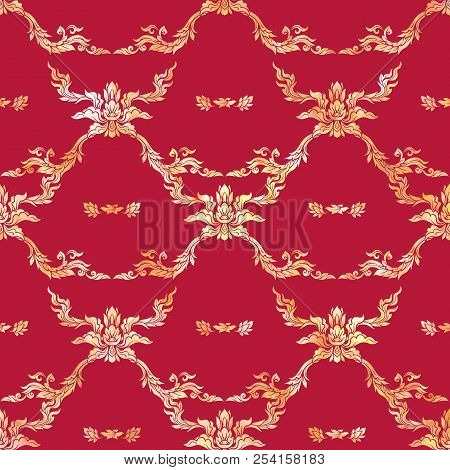 Seamless Pattern, Background Of Gold Decorative Elements Of Trad