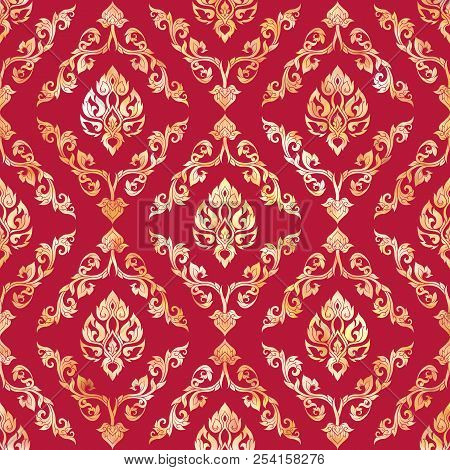 Seamless Pattern, Background Of Gold Decorative Elements Of Trad