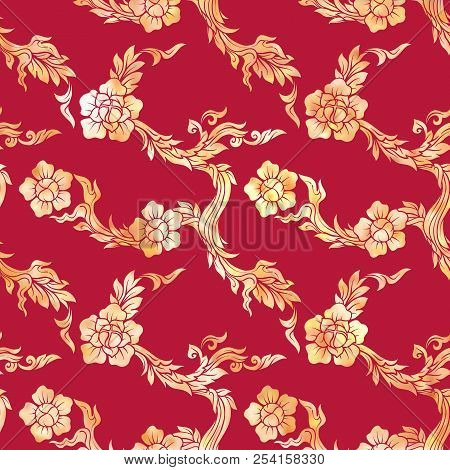 Seamless Pattern, Background Of Gold Decorative Elements Of Trad
