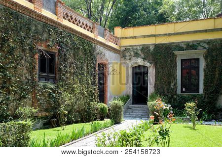 MEXICO CITY,MEXICO - JULY 13,2018 : The house of the exiled soviet leader Leon Trotsky in Coyoacan