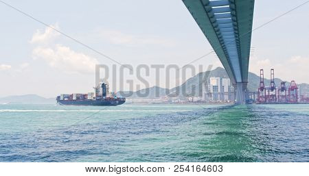 Kwai Tsing, Hong Kong 02 May 2018:- Hong Kong Kwai Tsing Container Terminals and stonecutter bridge