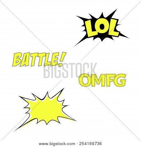 Set Of Black And Yellow Emotional Icons Isolated On White Background. Comic And Cartoon Style