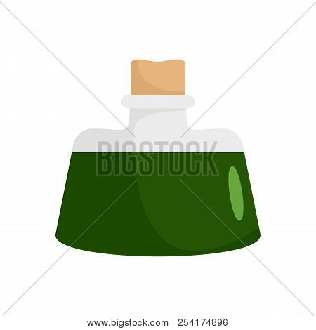 Dark Green Potion Icon. Flat Illustration Of Dark Green Potion Icon For Web Isolated On White