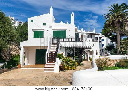 Menorca, Spain - October 7, 2017: View Of Whitewashed Houses In Binibeca - Menorca, Balearic Islands