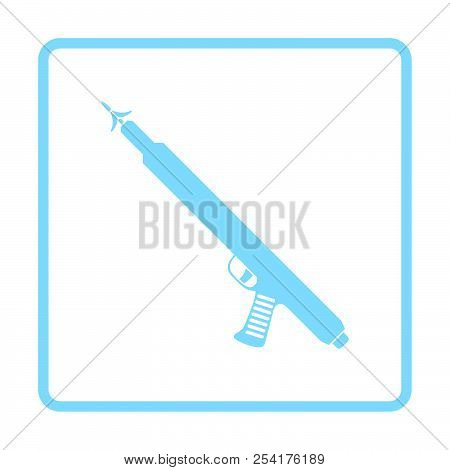 Icon Of Fishing  Speargun . Blue Frame Design. Vector Illustration.