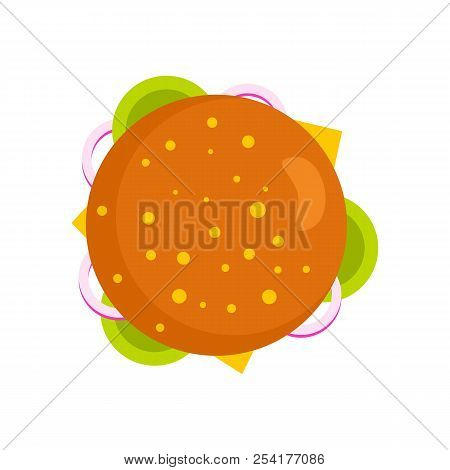 Top View Burger Icon. Flat Illustration Of Top View Burger Icon For Web Isolated On White