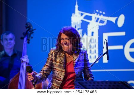 Cracow, Poland - July 31, 2018: Urszula Dudziak Live On Stage In Manggha Museum Of Japanese Art And 