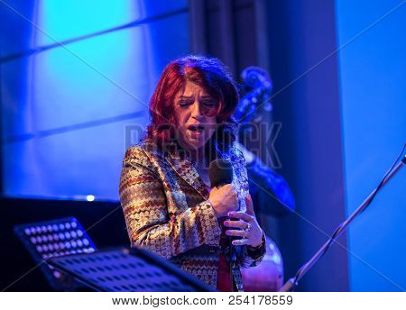 Cracow, Poland - July 31, 2018: Urszula Dudziak Live On Stage In Manggha Museum Of Japanese Art And 