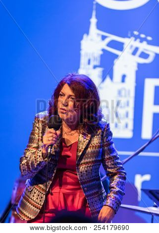 Cracow, Poland - July 31, 2018: Urszula Dudziak Live On Stage In Manggha Museum Of Japanese Art And 
