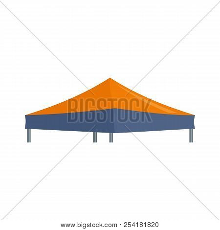 Blue Orange Big Tent Icon. Flat Illustration Of Blue Orange Big Tent Icon For Web Isolated On White