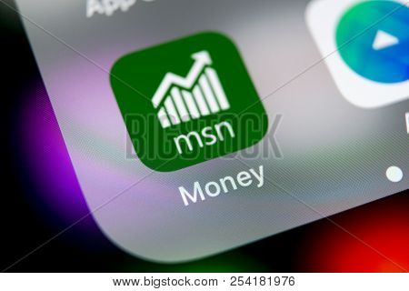 Sankt-petersburg, Russia, August 16, 2018: Microsoft Msn Money Application Icon On Apple Iphone X Sm