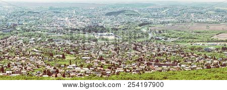 Panoramic View Of The Nitra City From Zobor Hill, Slovak Republic. Spring Time Scene. Tourism Theme.
