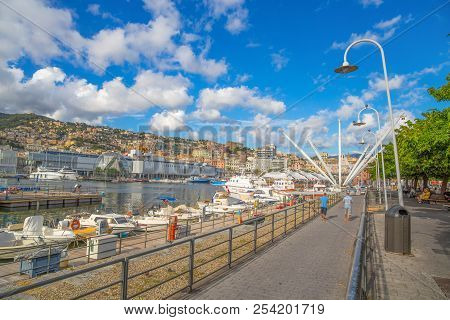 Genoa (genova), Italy, August, 10, 2017 - Old Port Area, 