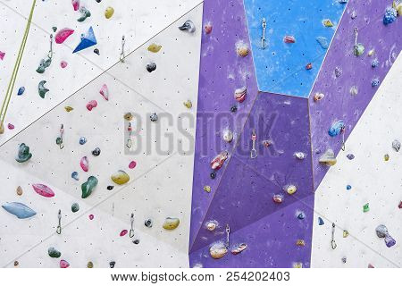 Climbing Wall In Sport Hall, Extreme Active Lifestyle