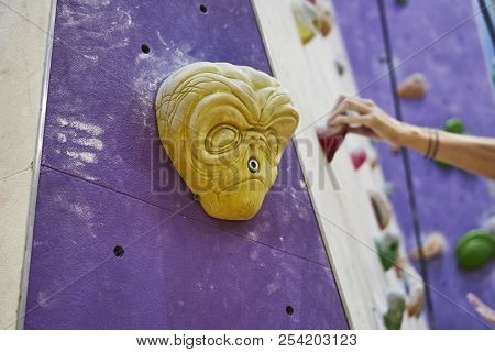 Climbing Wall In Sport Hall, Ready To Workout