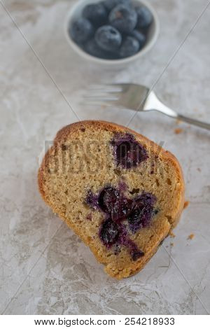 Home Made Blueberry Sponge Cake On A Table