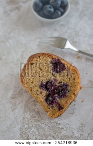 Home Made Blueberry Sponge Cake On A Table