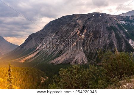 Wide Angle Shot Of Mount Cirrus Under Threatening Clouds.