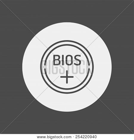 Bios Battery Line Icon, Outline Vector Sign, Linear Style Pictogram Isolated On White. Symbol, Logo 