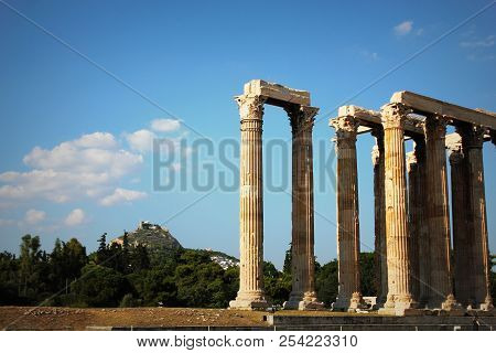 The Ancient Temple Of Olympian Zeus In Athens, Greece